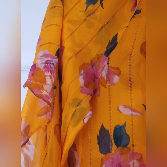 NWT Joie Kriston B S Zinnia Floral Ruffled Lngslv 100%SILK Women Blouse  $278 - Picture 6 of 16